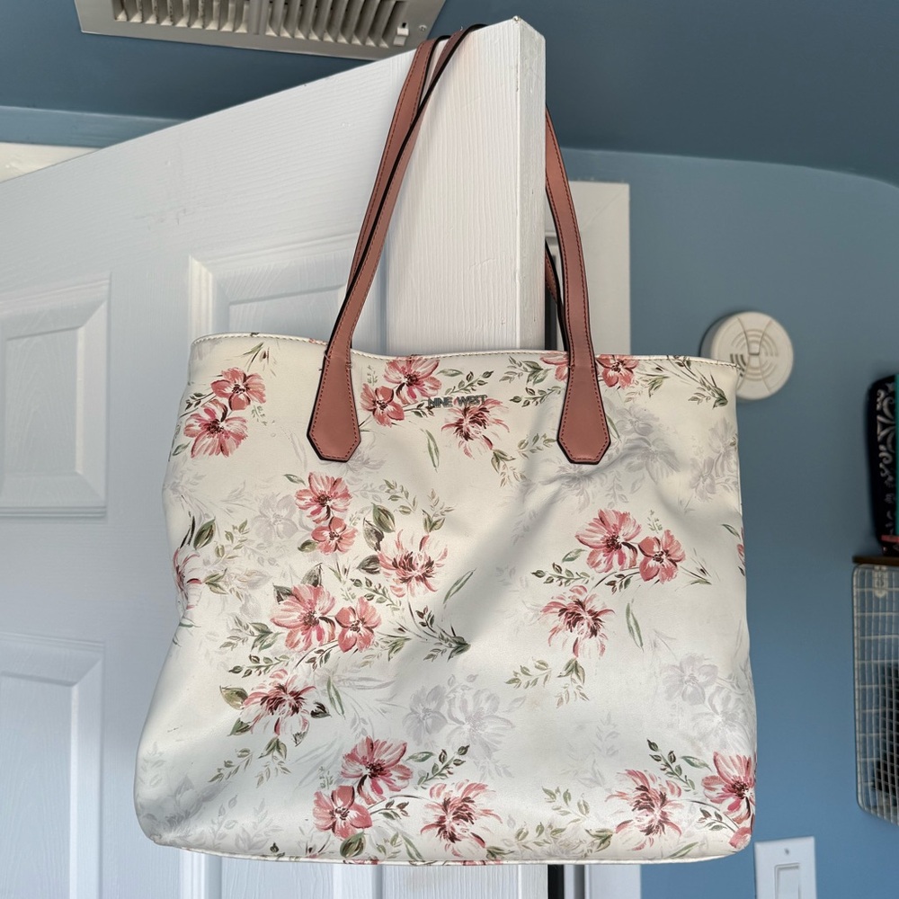 Nine West Floral Cream and Pink Tote
